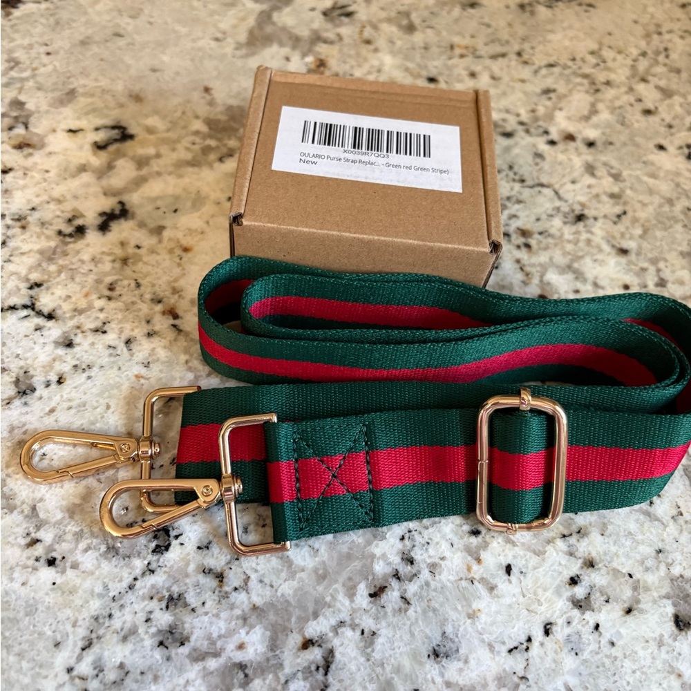 Green and Red Stripe Bag Strap